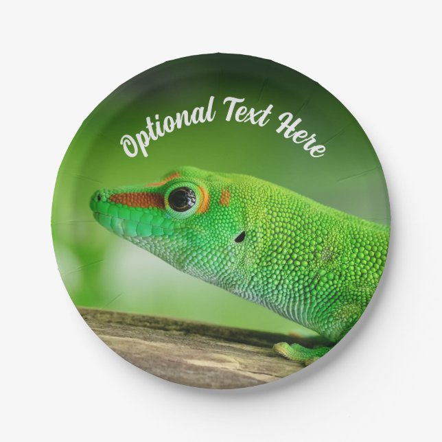 Giant Green Day Gecko - Phelsuma grandis Paper Plate (Front)