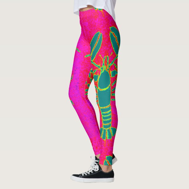 giant green lobster Thunder_Cove pink Leggings (Left)