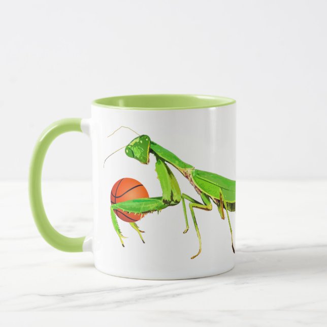 Giant Green Praying Mantis Basketball Mug (Left)