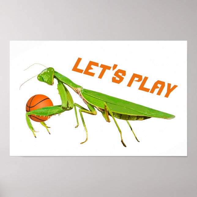 Giant Green Praying Mantis Basketball Poster (Front)