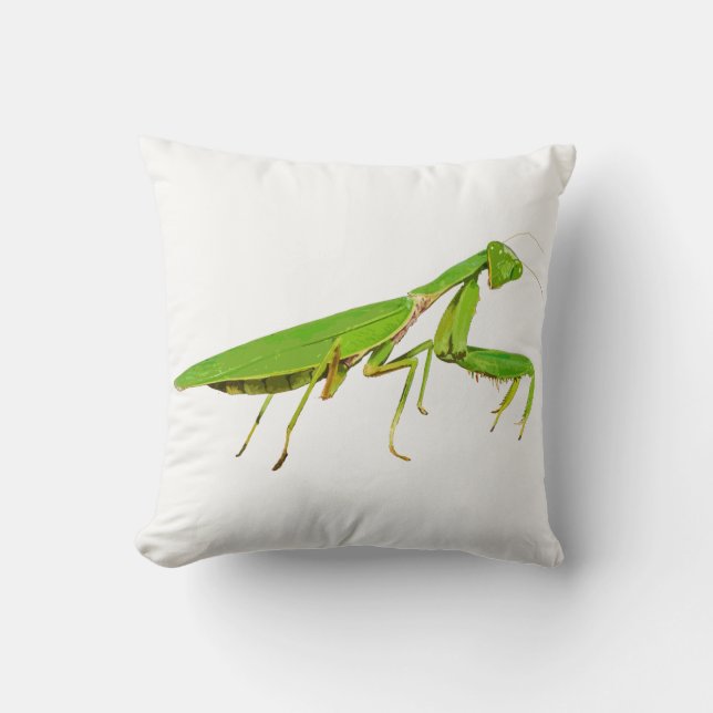 Giant Green Praying Mantis Throw Pillow (Front)