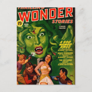 Giant Green Snake Woman Postcard