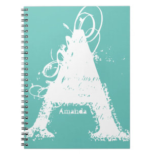 Giant Grunge Alphabet Letter A with Name Notebook