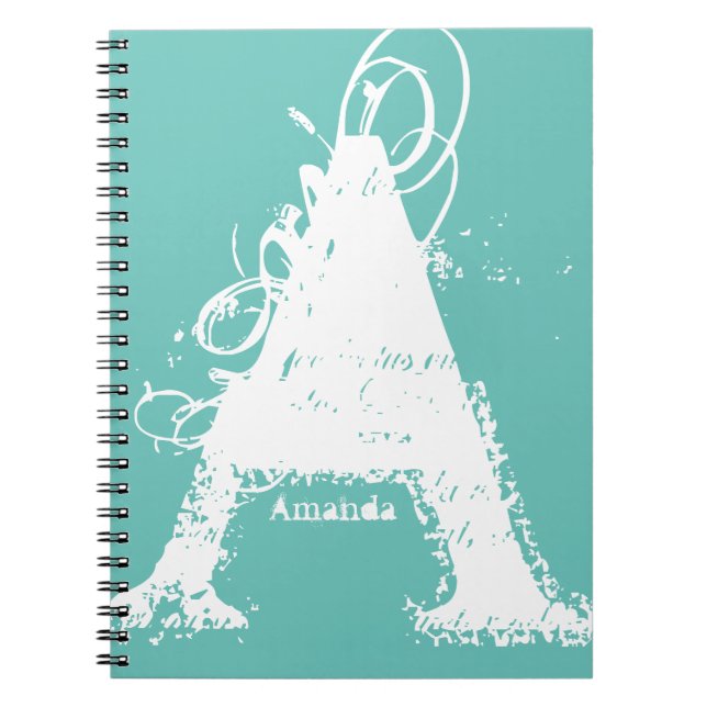 Giant Grunge Alphabet Letter A with Name Notebook (Front)
