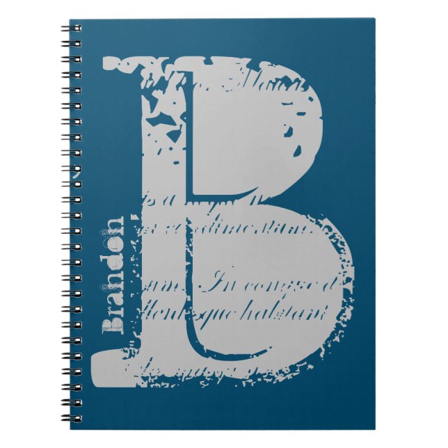 Giant Grunge Alphabet Letter B with Name Notebook (Front)