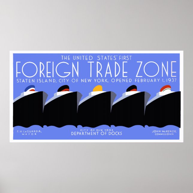 Giant Horizontal banner Art Deco New York Harbour Poster (Front)