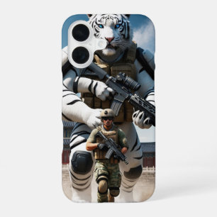 giant humanoid white tiger special forces operator iPhone 16 case