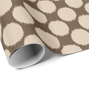 Giant Ikat Dots, beige and dark taupe tan Wrapping Paper