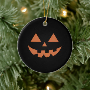 Giant Jack O' Lantern Face Halloween Pumpkin Ceramic Ornament