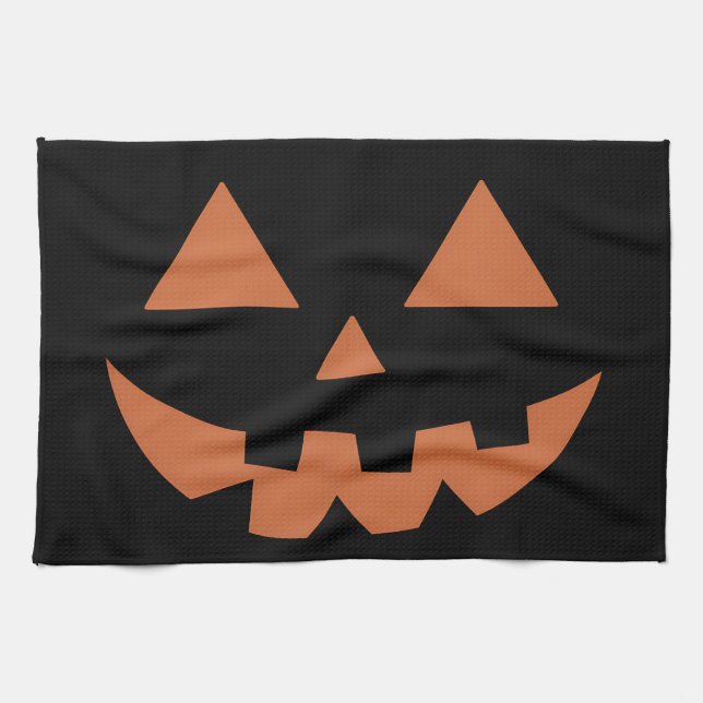 Giant Jack O' Lantern Face Halloween Pumpkin  Kitchen Towel (Horizontal)