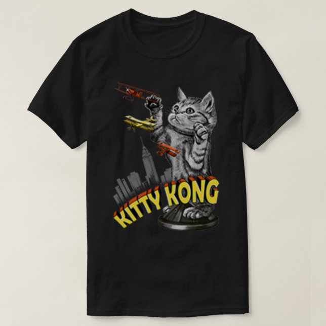 Giant Kitty Attack Funny Cat Parody Design T-Shirt (Design Front)