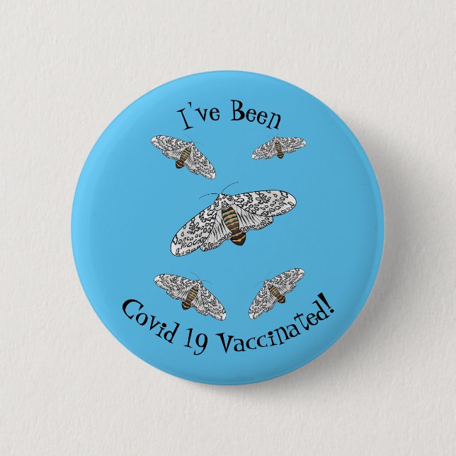Giant leopard moth cartoon illustration  2 inch round button (Front)