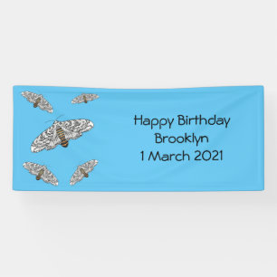 Giant leopard moth cartoon illustration  banner