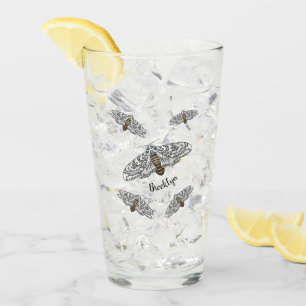 Giant leopard moth cartoon illustration glass