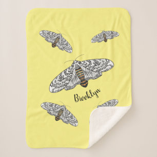 Giant leopard moth cartoon illustration sherpa blanket