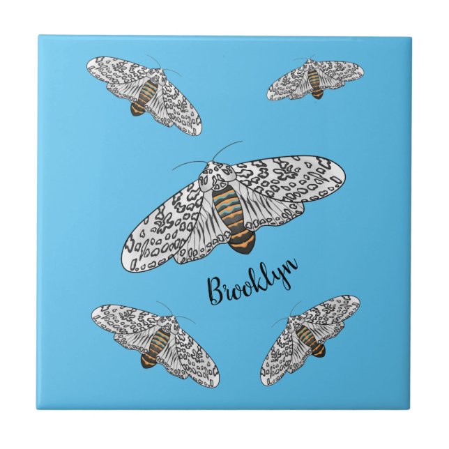 Giant leopard moth cartoon illustration tile (Front)
