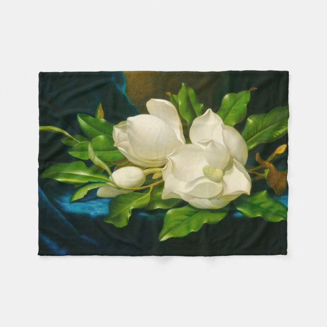 Giant Magnolias Martin Johnson Heade Fine Art Fleece Blanket (Front (Horizontal))
