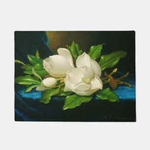 Giant Magnolias on a Blue Velvet Cloth (Heade) Doormat
