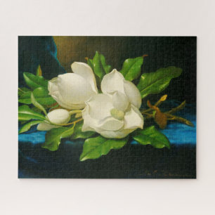 Giant Magnolias on a Blue Velvet Cloth (Heade) Jigsaw Puzzle