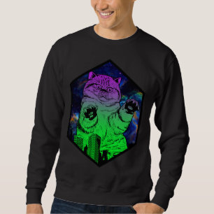 Giant Monster Catzilla Attacks Cat Skyline Sweatshirt