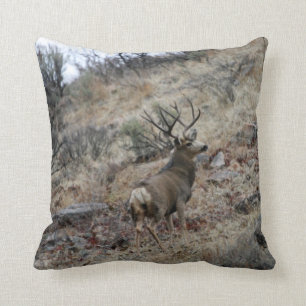 Giant mule deer buck throw pillow