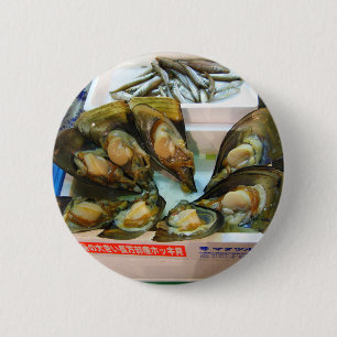 Giant Mussels Tsukiji Fish Market, Tokyo, Japan 2 Inch Round Button