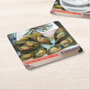 Giant Mussels Tsukiji Fish Market, Tokyo, Japan Square Paper Coaster