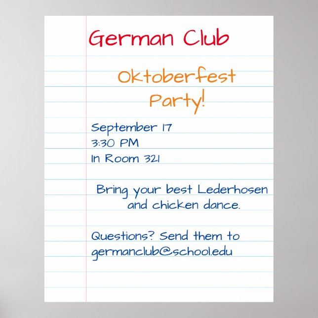 Giant Note Paper Coloured Announcement Memo Poster (Front)