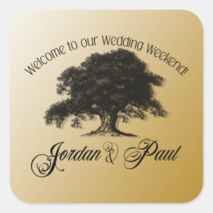 Giant Oak on Gold Sticker