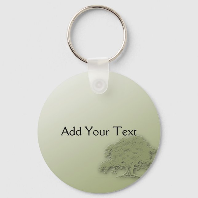 Giant Oak on Green Field Keychain (Front)