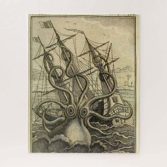 Giant Octopus Vintage 1801 Etching Jigsaw Puzzle (Vertical)