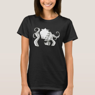 Giant Octopus Vintage Kraken Sailing Squid T-Shirt