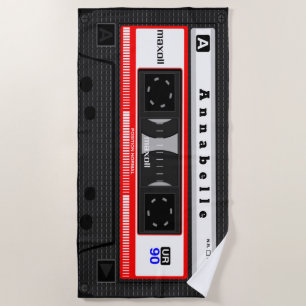 Giant Old School Cassette Personalize Beach Towel