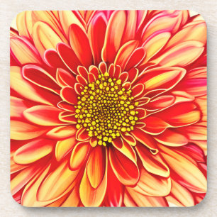 Giant Orange and Golden Yellow Aster Flower Coaster