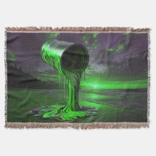 Giant Paint Can Pours Paint Onto Sunset Beach Throw Blanket