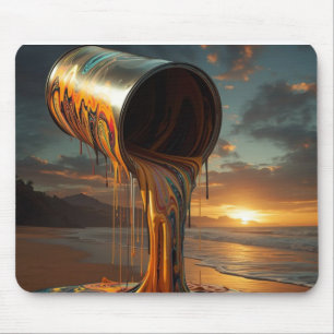Giant Paintcan Pours Paint Onto Sunset Beach Mouse Pad