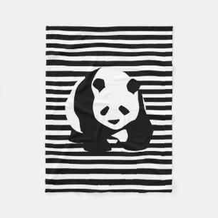 Giant Panda and Stripes Fleece Blanket