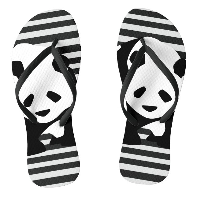 Giant Panda and Stripes Flip Flops (Footbed)