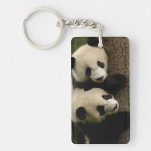 Giant panda babies (Ailuropoda melanoleuca) 2 Keychain