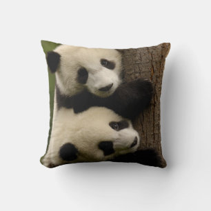 Giant panda babies (Ailuropoda melanoleuca) 2 Throw Pillow