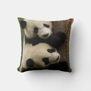 Giant panda babies (Ailuropoda melanoleuca) 2 Throw Pillow
