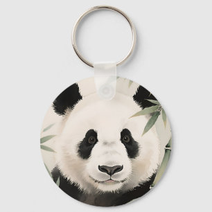 Giant Panda Bamboo Portrait Keychain