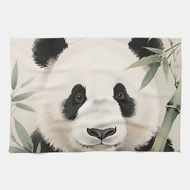 Giant Panda Bamboo Portrait Kitchen Towel (Horizontal)