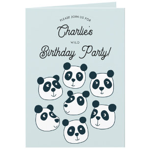 Giant Panda Bear Birthday Party Invitation