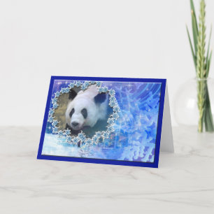 Giant Panda Bear Christmas Greeting Card