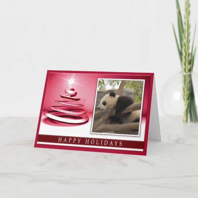Giant Panda Bear Christmas Greeting Card (Front)