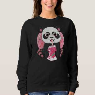 Giant Panda Bear Drinking Strawberry Milk Sweatshirt