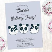Giant Panda Bear First Birthday Party Invitation