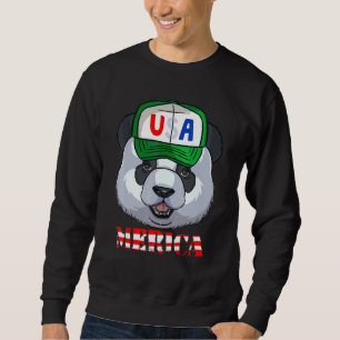 Giant Panda Bear Merica 4th Of July American Flag Sweatshirt