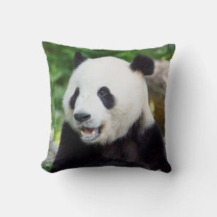 Giant Panda Eating Bamboo Throw Pillow